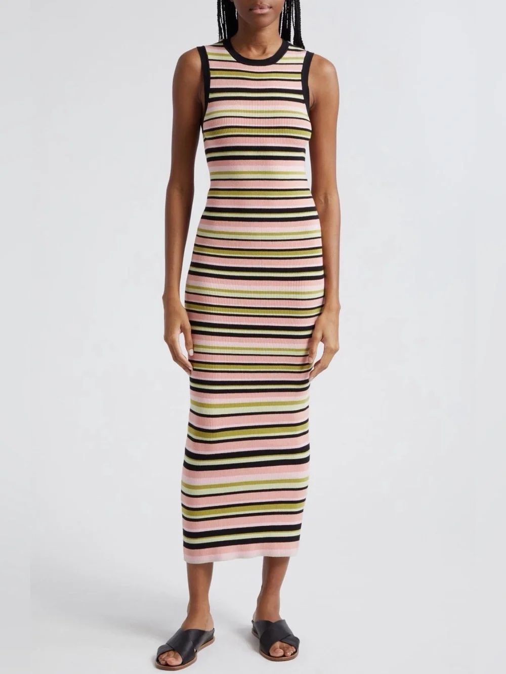 ATM Anthony Thomas Melillo Stripe Rib Tank Dress Sz M - Picture 1 of 8